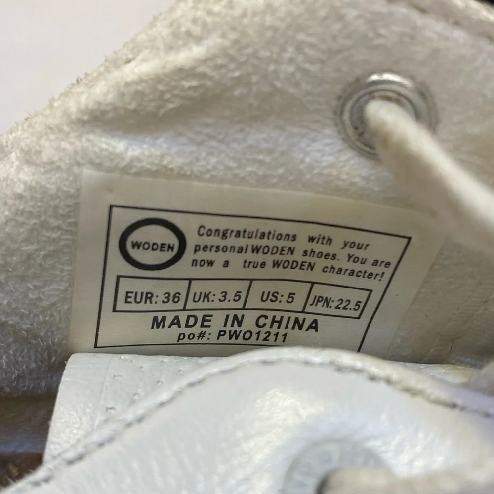 WODEN Leather Low Top Sneakers White Tan EU 36 US 5